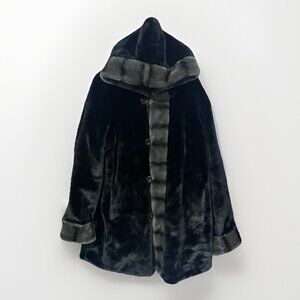 Vntg Faux Fur Coat Large Dennis Basso Old Money Quiet Luxury Mob Wife Reversible